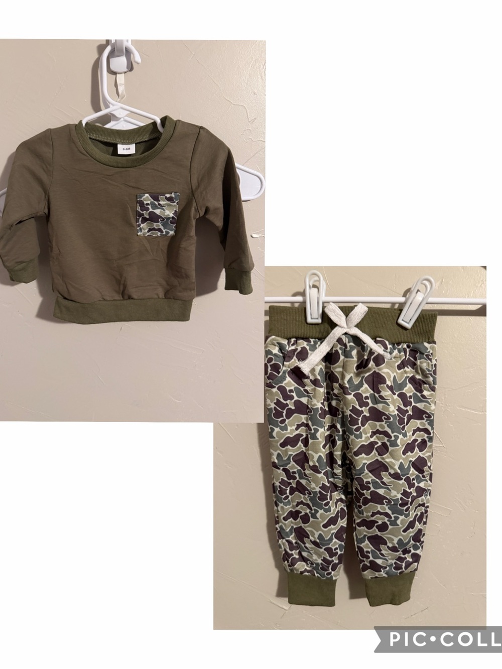 Kids Olive Camo Pocket Sweatshirt & Jogger Set